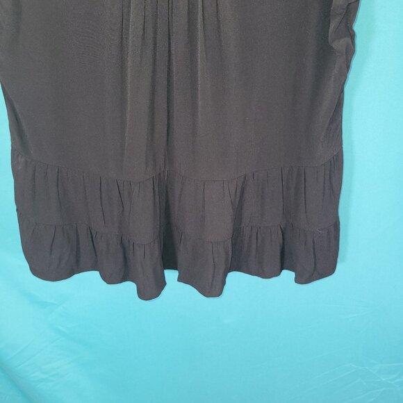 Loft Womens Black Sleeveless V-Neck Tiered Tank Top Medium - Picture 9 of 10